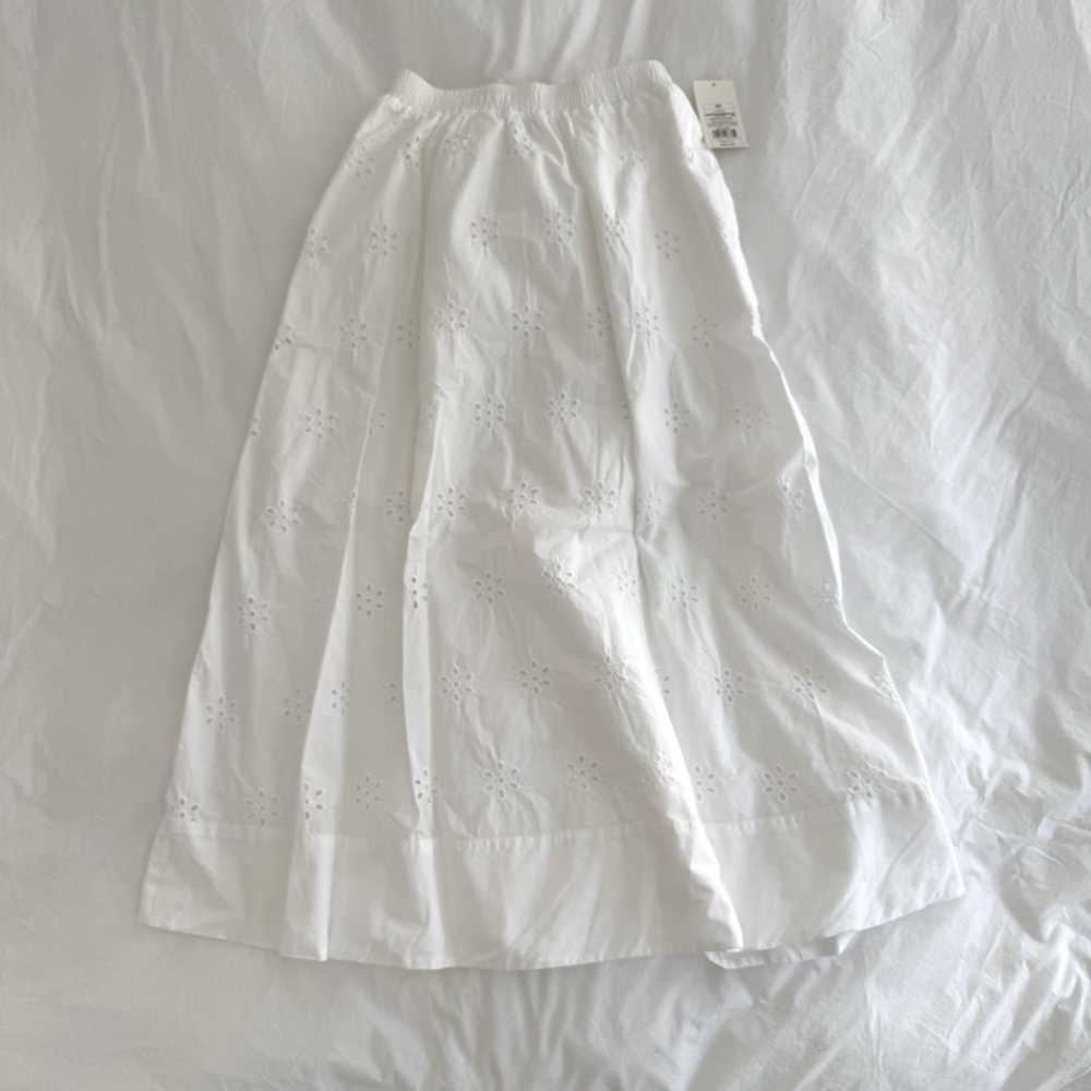 Eyelet A-Line Midi Skirt, XS